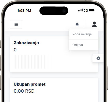 Screenshot padajuce liste za izbor podesavanja